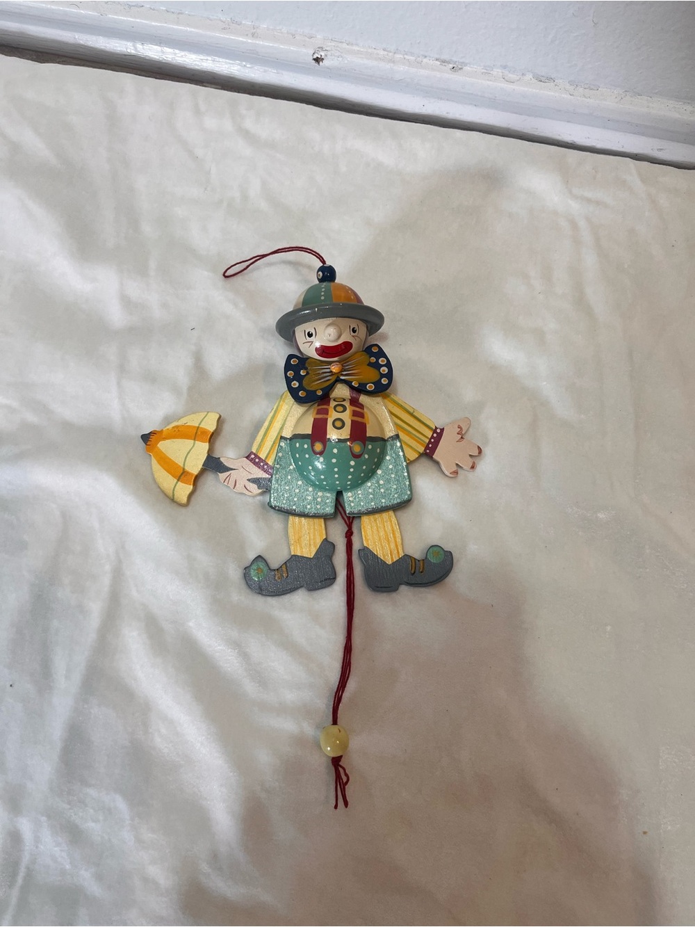 Painted handmade clown puppet vintage